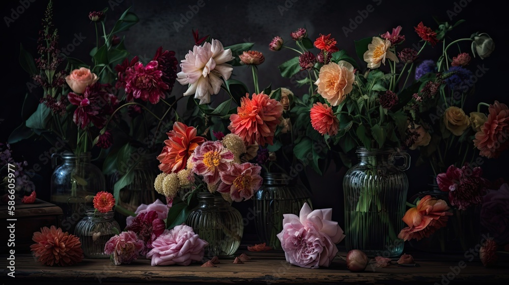 Obraz premium Vintage spring bouquet ai generative