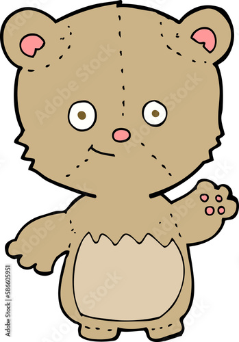 cartoon little teddy bear waving