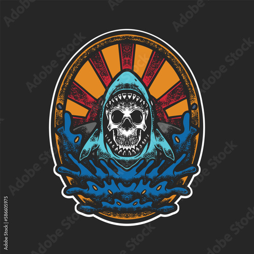 Shark and Skull Vintage Illustrations