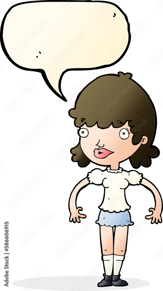 cartoon happy woman with speech bubble cartoon happy woman with speech bubble