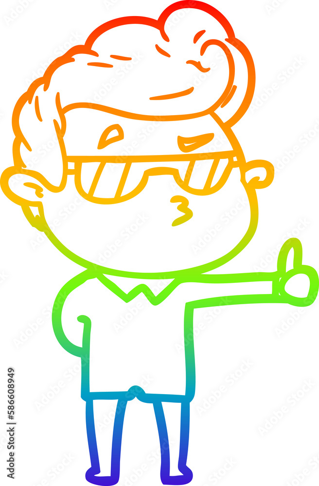rainbow gradient line drawing cartoon cool guy rainbow gradient line drawing cartoon cool guy