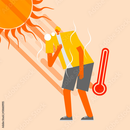 Character design for heatstroke syndrome and unconscious.