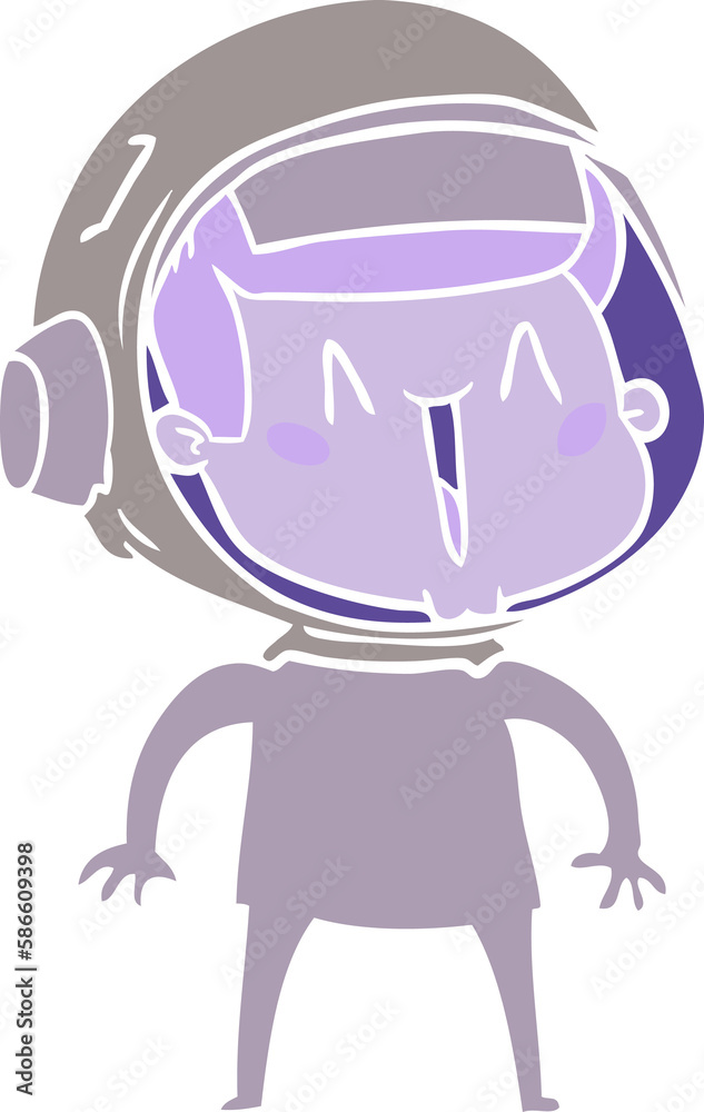 Fototapeta premium happy flat color style cartoon astronaut