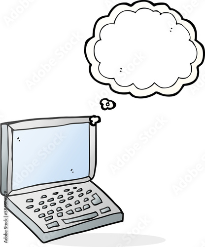 thought bubble cartoon laptop computer