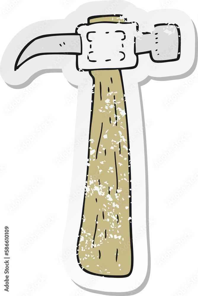 retro distressed sticker of a cartoon hammer retro distressed sticker of a cartoon hammer