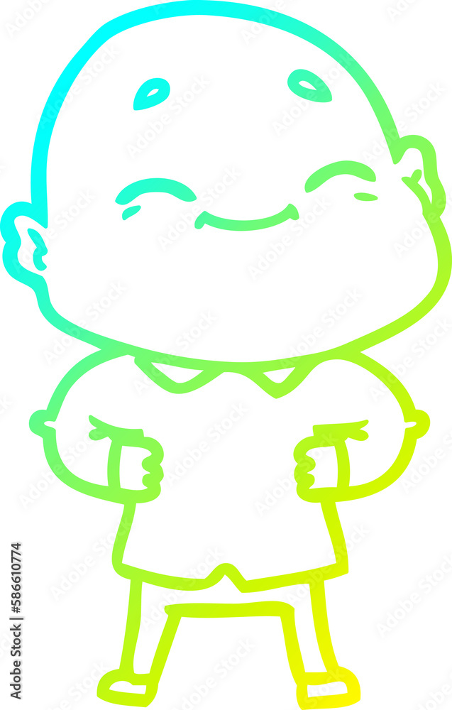 cold gradient line drawing cartoon happy bald man cold gradient line drawing cartoon happy bald man