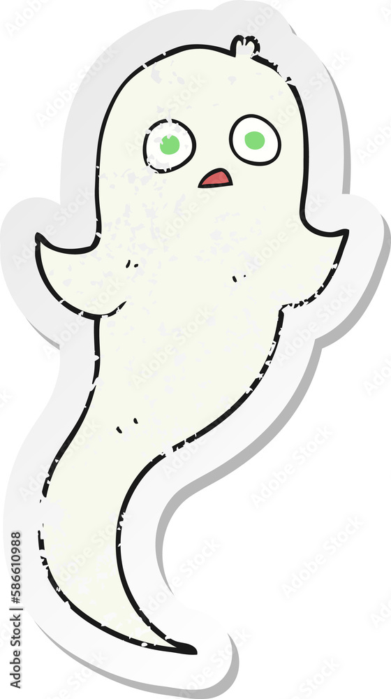 Obraz premium retro distressed sticker of a cartoon halloween ghost