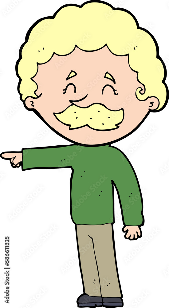 Obraz premium cartoon man with mustache pointing