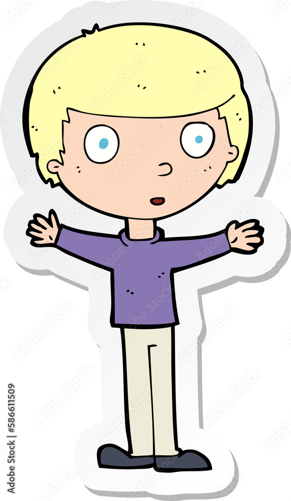 sticker of a cartoon surprised man sticker of a cartoon surprised man