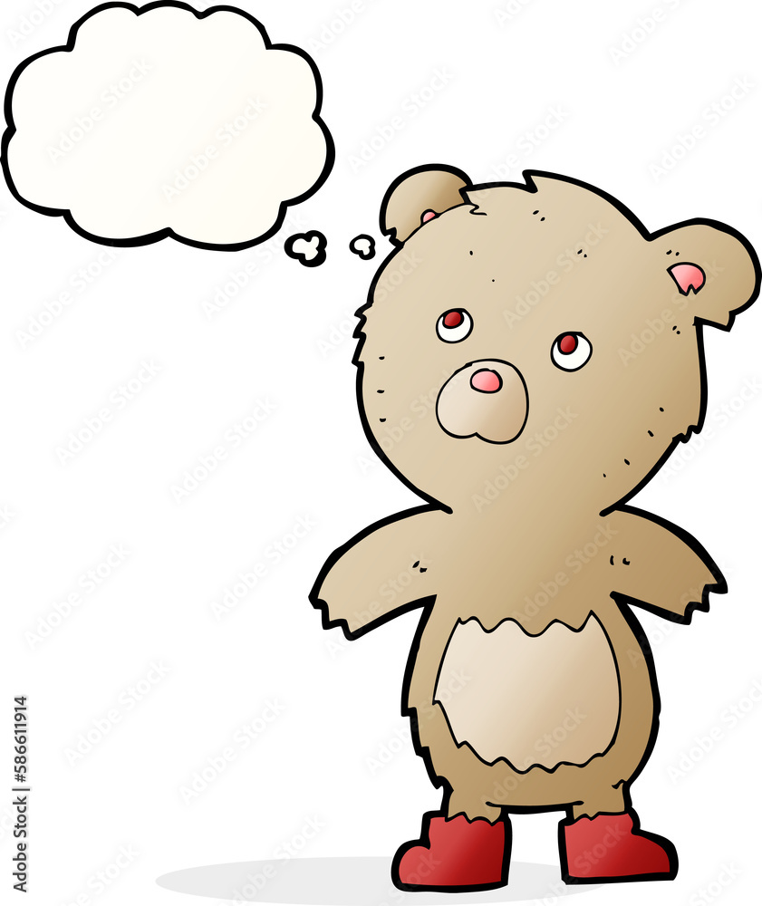 cartoon teddy bear with thought bubble