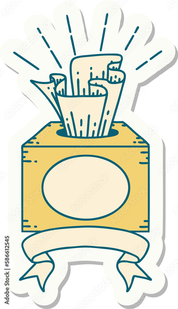 Obraz premium sticker of tattoo style box of tissues