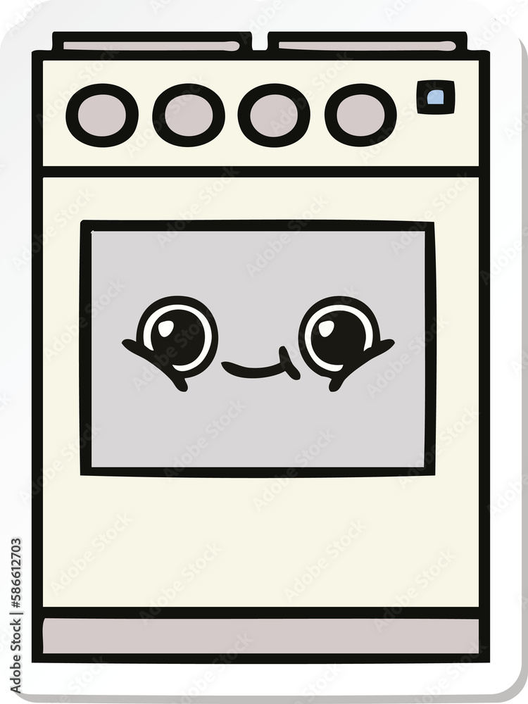 sticker of a cute cartoon kitchen oven sticker of a cute cartoon kitchen oven