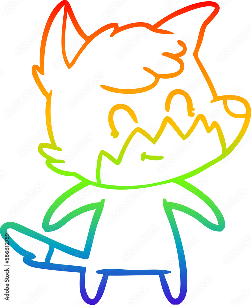 rainbow gradient line drawing cartoon friendly fox rainbow gradient line drawing cartoon friendly fox