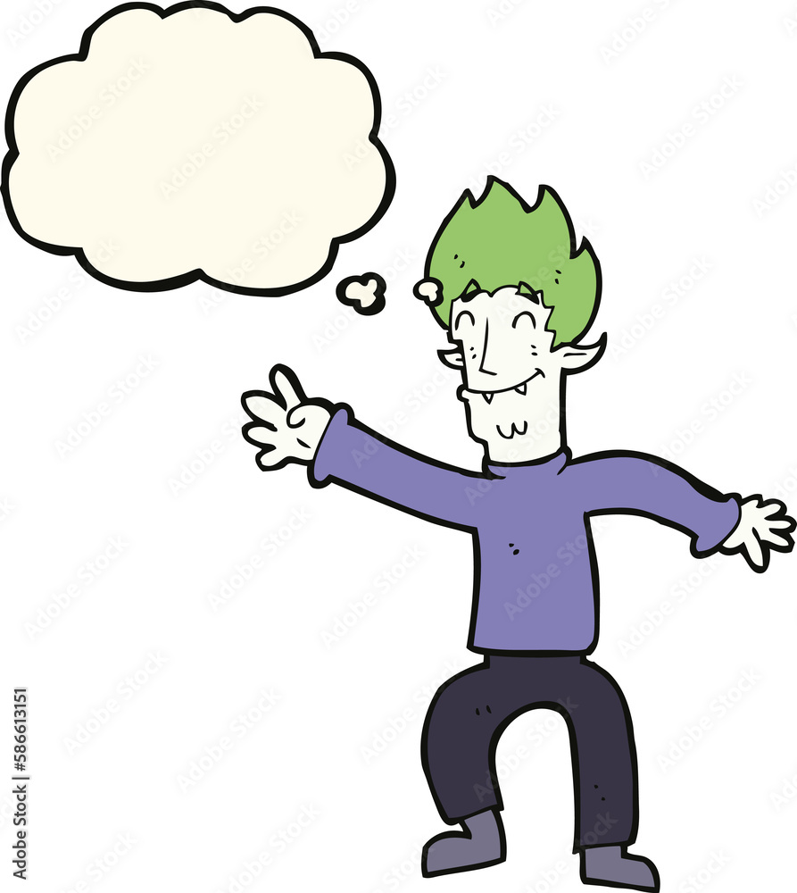 cartoon happy vampire man with thought bubble cartoon happy vampire man with thought bubble