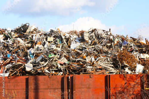 Piles of metal industrial waste