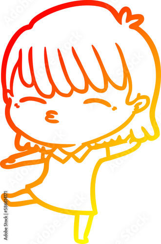 warm gradient line drawing cartoon woman