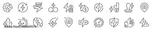 Line icons about Energy management concepts. Thin line icon set. Symbol collection in transparent background. Editable vector stroke. 512x512 Pixel Perfect.