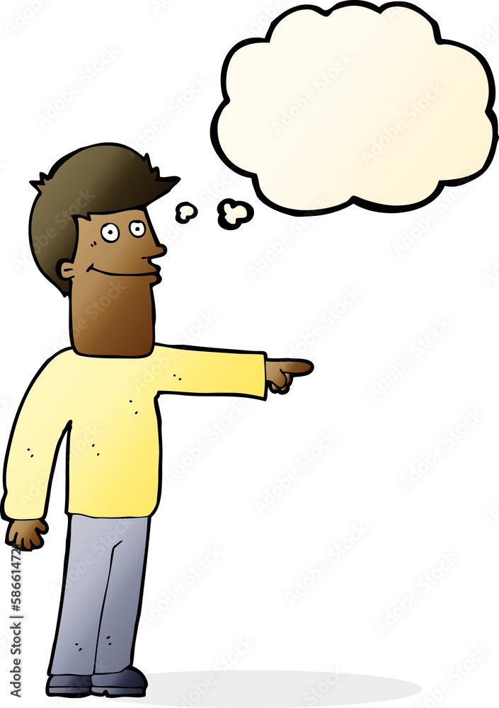 cartoon man pointing with thought bubble cartoon man pointing with thought bubble
