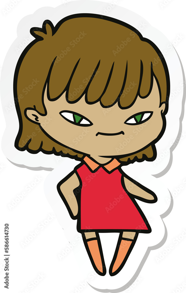 sticker of a cartoon woman sticker of a cartoon woman
