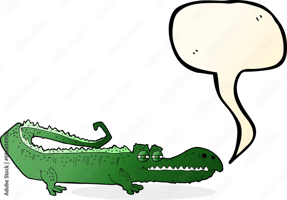 Naklejka premium cartoon crocodile with speech bubble