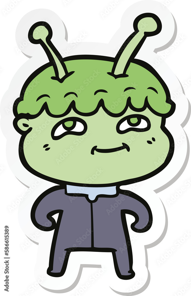 Fototapeta premium sticker of a friendly cartoon spaceman