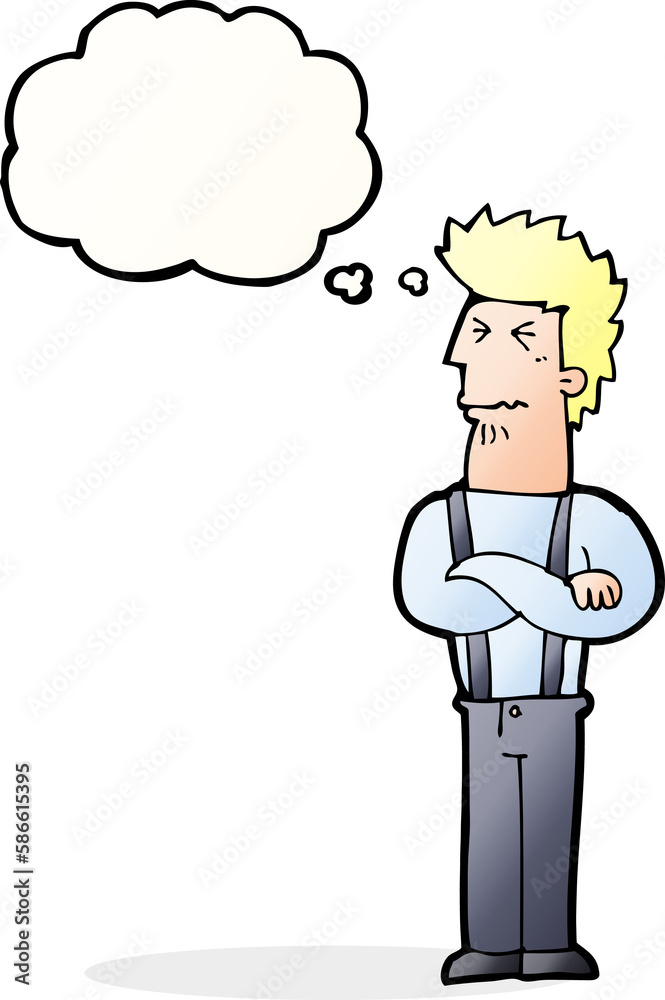 cartoon annoyed man with thought bubble cartoon annoyed man with thought bubble