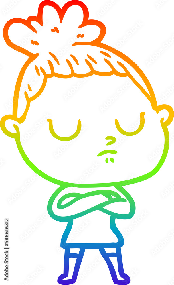 rainbow gradient line drawing cartoon calm woman rainbow gradient line drawing cartoon calm woman