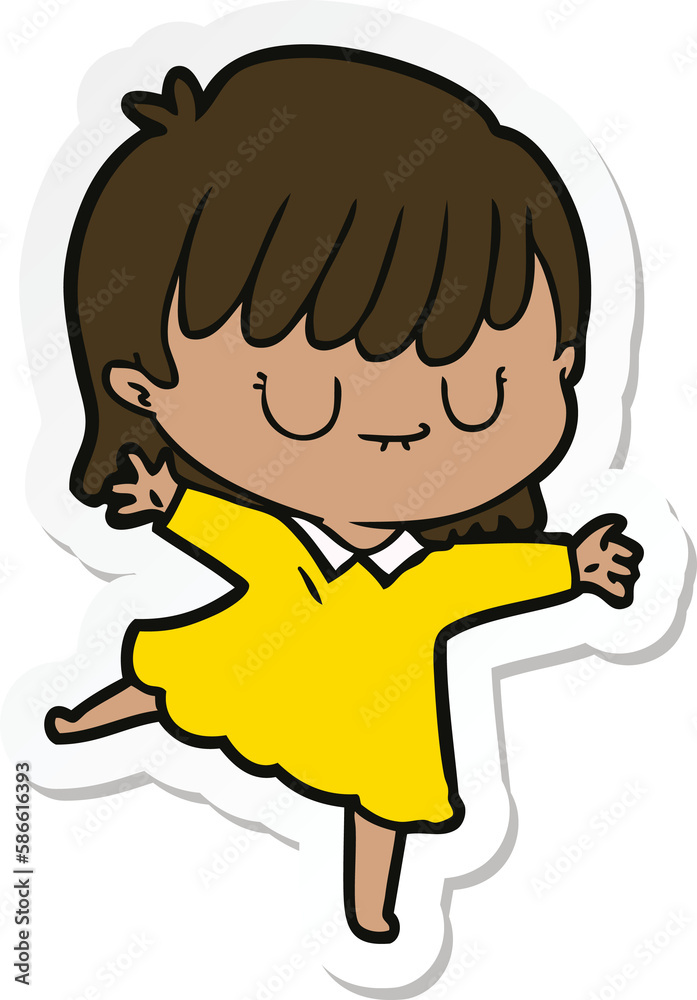 sticker of a cartoon woman sticker of a cartoon woman