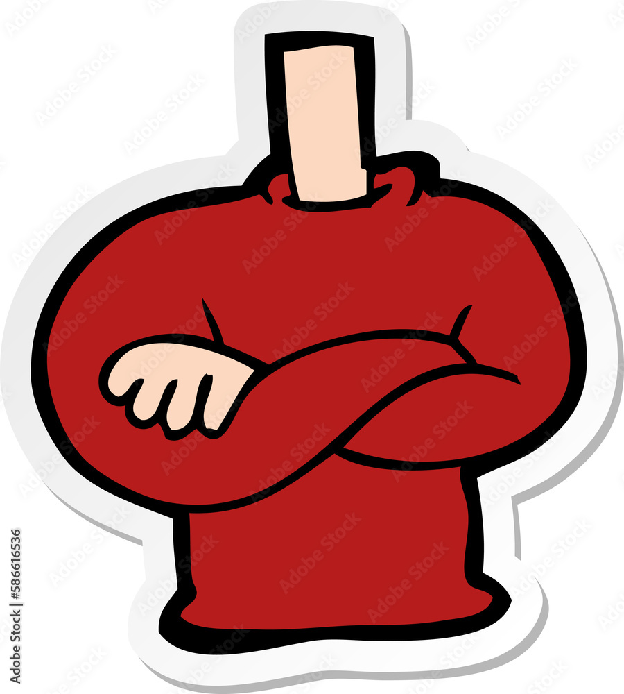 Obraz premium sticker of a cartoon folded arms body