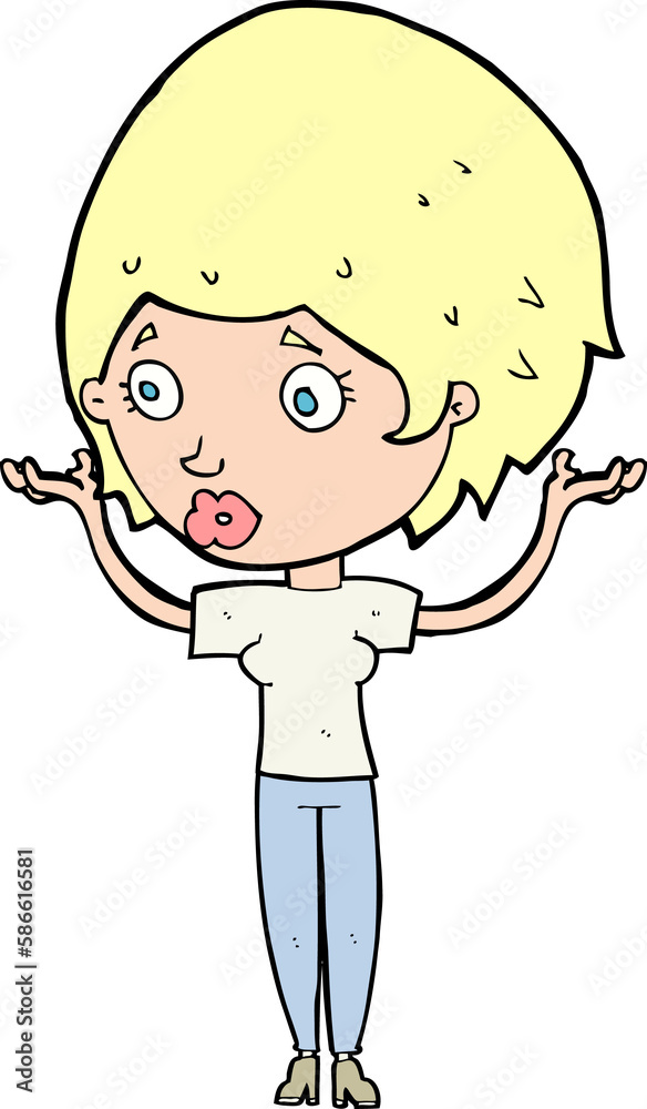 Obraz premium cartoon woman raising hands in air