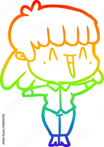 rainbow gradient line drawing cartoon woman