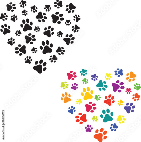 Paw print heart, Paw print rainbow, Dog love, Cat love 