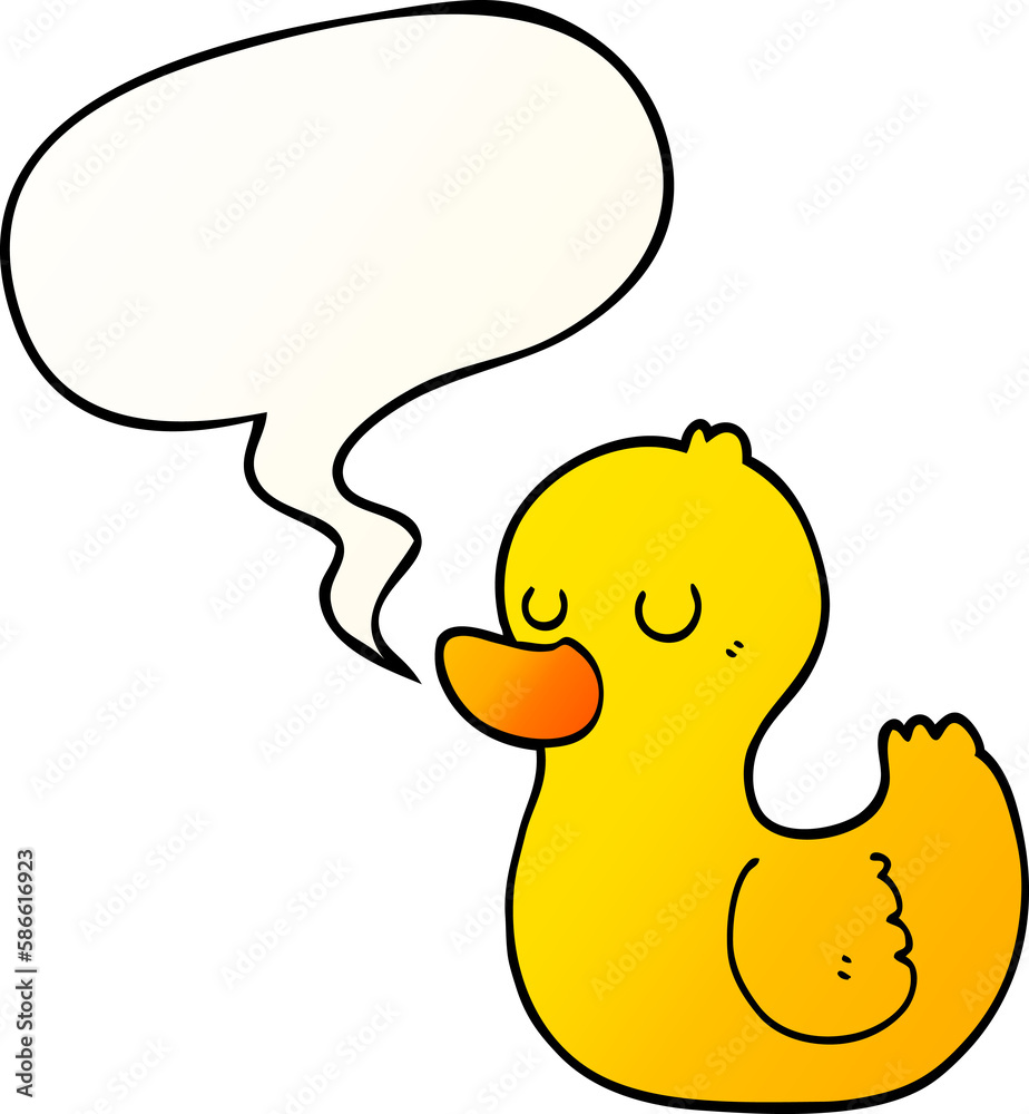 cartoon duck and speech bubble in smooth gradient style cartoon duck and speech bubble in smooth gradient style