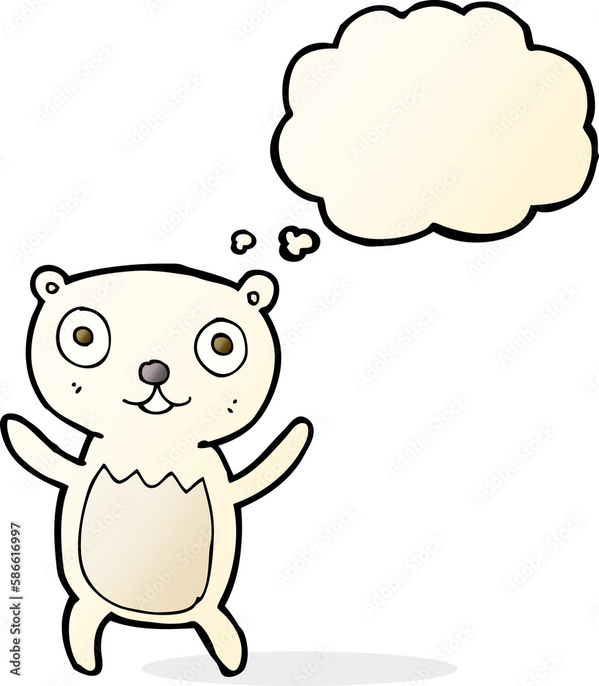 cartoon polar bear cub with thought bubble cartoon polar bear cub with thought bubble