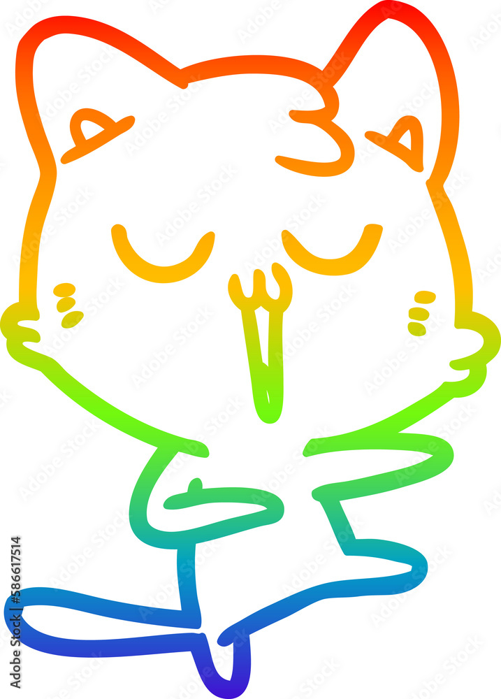 rainbow gradient line drawing cartoon cat singing rainbow gradient line drawing cartoon cat singing