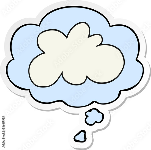 cartoon decorative cloud symbol and thought bubble as a printed sticker