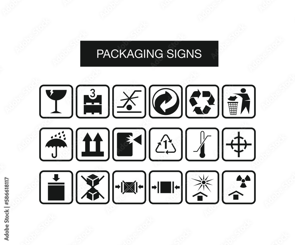 vector illustration of packaging icons set for website and mobile app