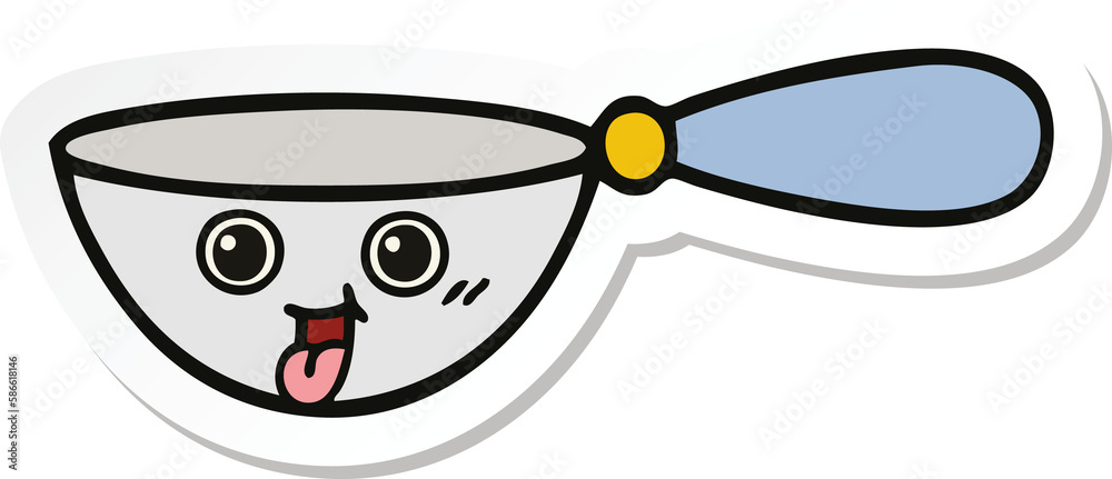 Obraz premium sticker of a cute cartoon measuring spoon