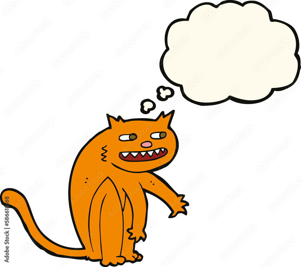 cartoon happy cat with thought bubble cartoon happy cat with thought bubble
