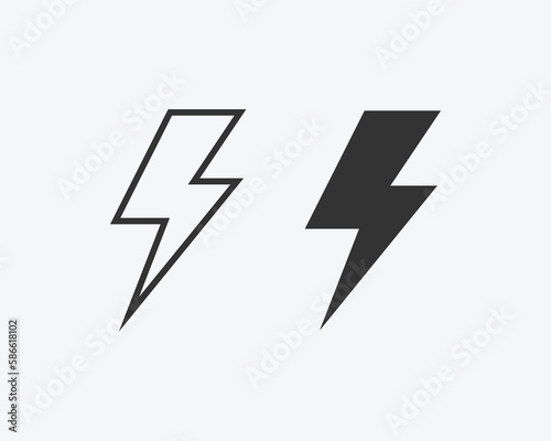 Lightning, electric power, voltage vector. Energy and thunder electricity symbol.