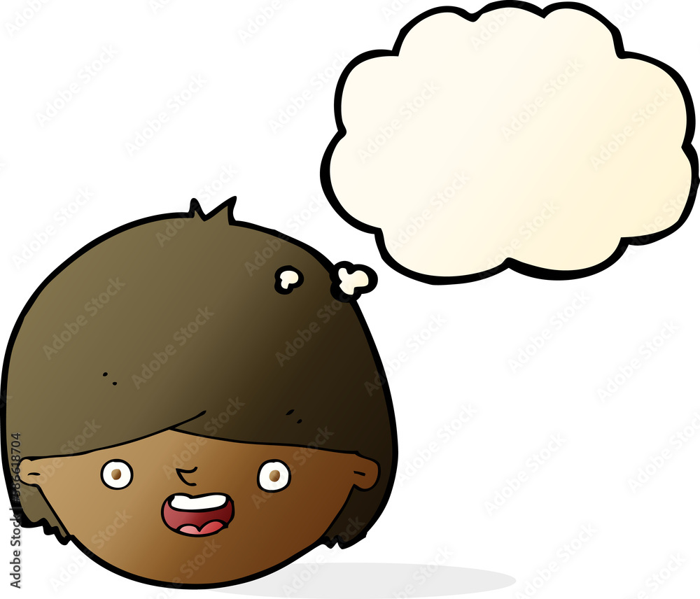 cartoon happy face with thought bubble cartoon happy face with thought bubble