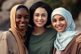 Vielfalt. Drei Frauen unterschiedlicher ethnischer Herkunft - Generative AI