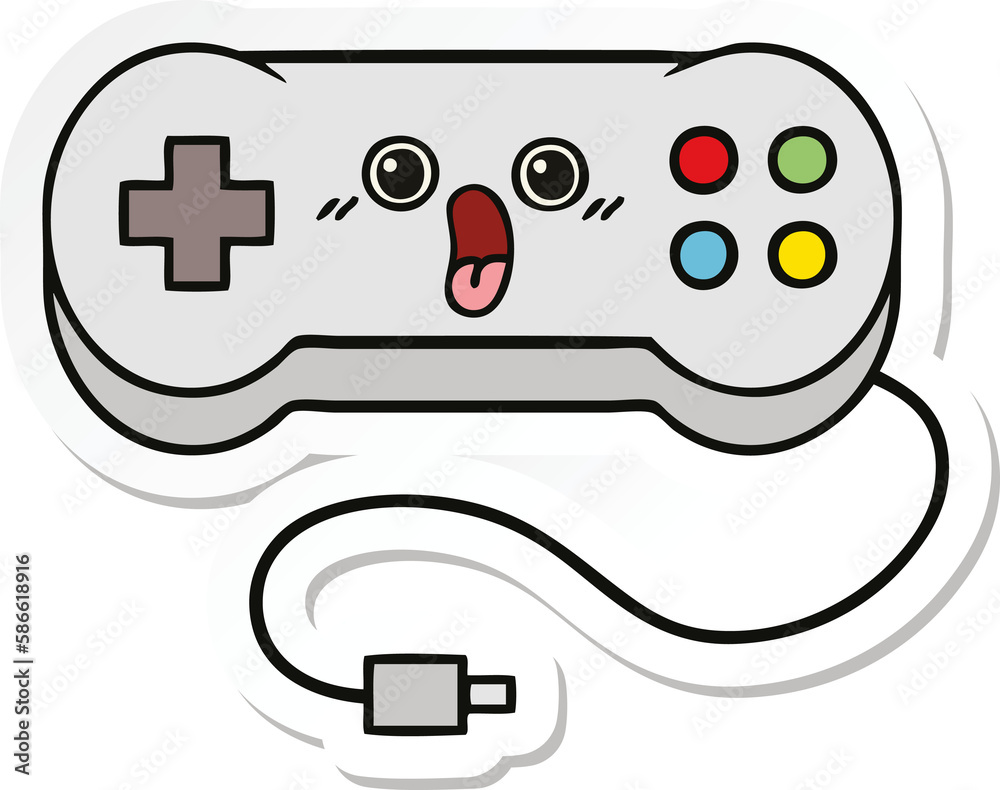 sticker of a cute cartoon game controller sticker of a cute cartoon game controller