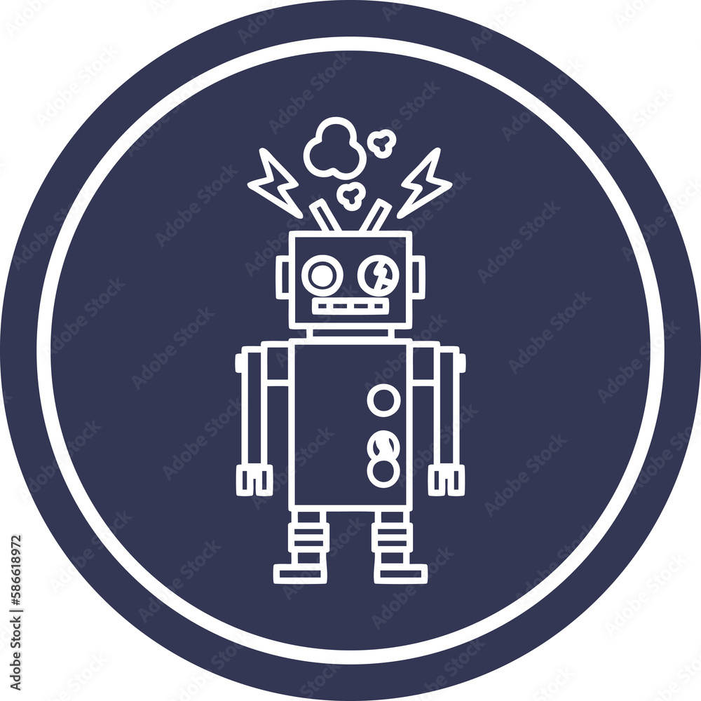 malfunctioning robot circular icon malfunctioning robot circular icon