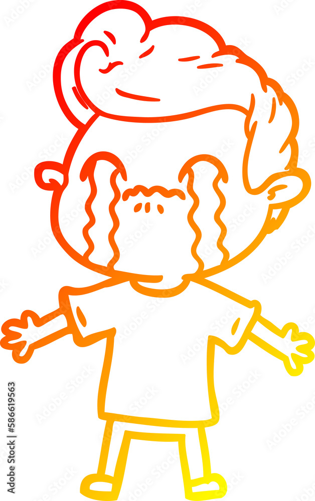 warm gradient line drawing cartoon man crying warm gradient line drawing cartoon man crying