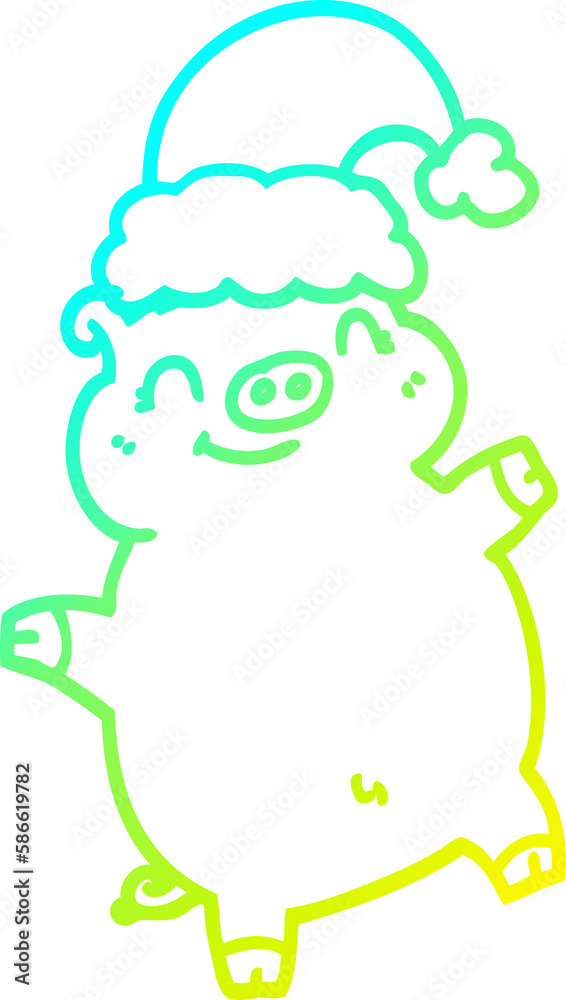 cold gradient line drawing cartoon happy christmas pig cold gradient line drawing cartoon happy christmas pig