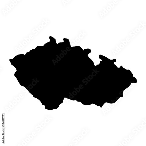 Vector Illustration of the Black Map of Czech Republic on White Background