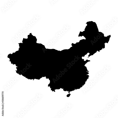 Vector Illustration of the Black Map of China on White Background