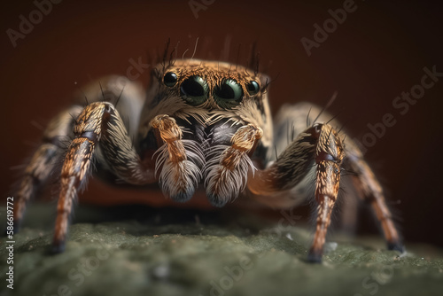 Extreme sharp and detailed macro portrait of spide