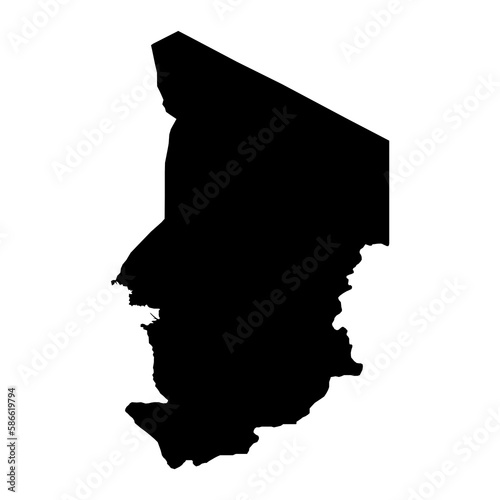 Vector Illustration of the Black Map of Chad on White Background